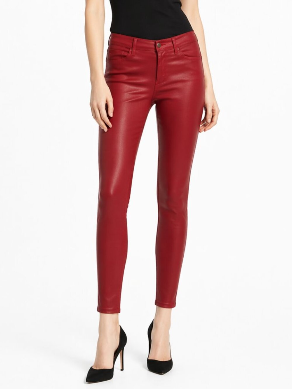 Frame Denim Le High Skinny Coated Red Jeans